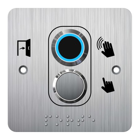 BOUTON NO/NF + INFRAROUGE + TEMPO + PLAQUE 80x80mm