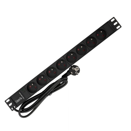 Bandeau 19'' 8 CEE75 avec voyant Cordon 2m C14 Alu Noir