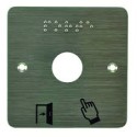 PLAQUE INOX 80x80MM PERCAGE D 19 MM BRAILLE PORTE+PICTO