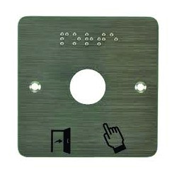 PLAQUE INOX 80x80MM PERCAGE D 19 MM BRAILLE PORTE+PICTO