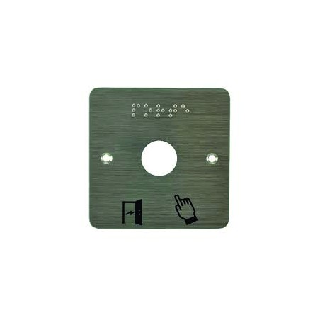 PLAQUE INOX 80x80MM PERCAGE D 19 MM BRAILLE PORTE+PICTO