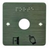 PLAQUE INOX 80x80MM PERCAGE D 19 MM BRAILLE PORTE+PICTO