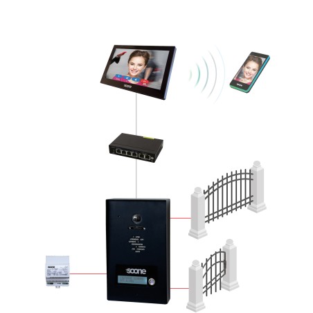 Kit villa IP saillie - 1 BP digital - 1 moniteur 7'' switch et renvoi gsm 10 ans