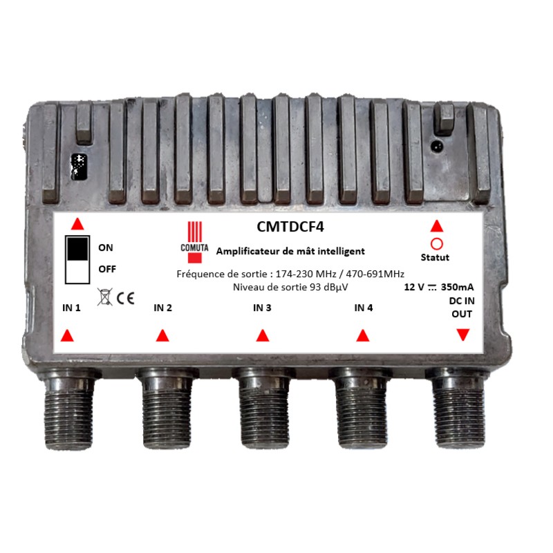 Ampli TNT auto programmable - Boitier de mât étanche - 4 entr VHF/UHF Ampli TNT auto programmable - Boitier de mât étanche - 4 entr VHF/UHF