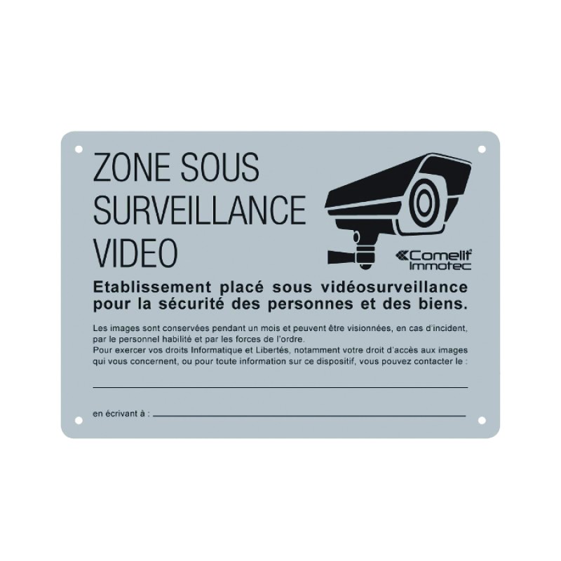 PANNEAU ZONE SURVEILLEE LIEU PRIVE PLAQUE METAL 300X210MM