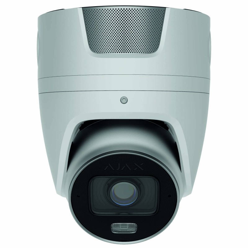 Caméra Ext Turret PoE 8Mp HLVF 2,8-12mm, WDR, Micro, HP, IA, blanche