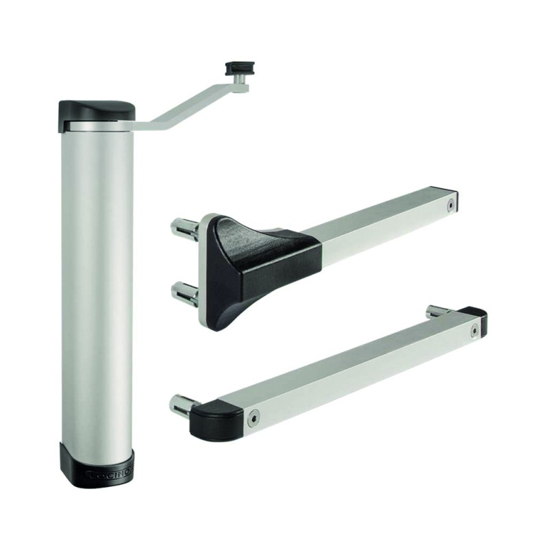 Ferme-portail compact hydraulique réglable pour tout type de portail in Argent