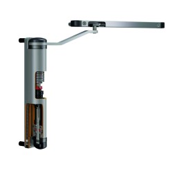 Ferme-portail compact hydraulique réglable pour tout type de portail in Argent