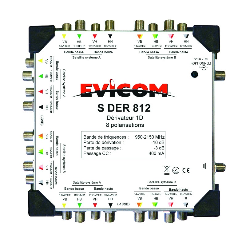 REPARTITEUR ENTREE 8 VOIES SORTIE 2X8 VOIES ASYMET -3/-10DB