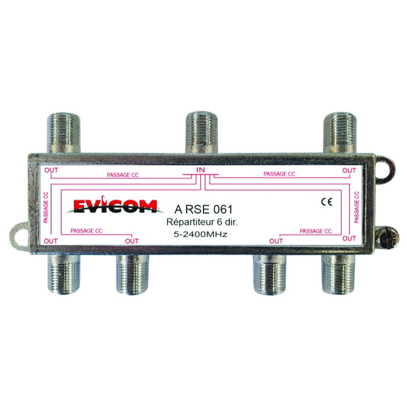 Répartiteur TV - 2 à 8 sorties - 2400 MHz - fiche F EVICOM