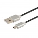 CORDON USB 2.0 – MICRO USB M / A M – 2.4A – PRISES ALU – NOI