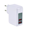 CHARGEUR 2 USB A F - SUR SECTEUR 230V - 5V/2.4A (SMART CHARG