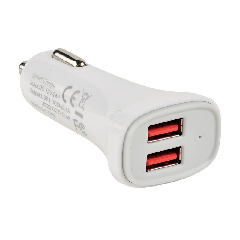 CHARGEUR 2 USB A F - SUR ALLUME-CIGARE - 2 X 5V2.4A (SMART C