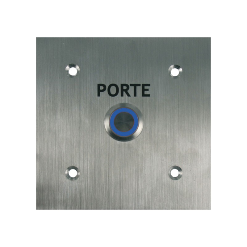 BOUTON POUSSOIR INOX LUMINEUX NO/NF FAÇADE 100X100MM BRAILLE