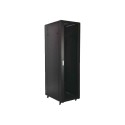 BAIE 19\'\' 22U 6X10 PORTE VITR NOIRE 4 MONTANTS +ROUL+VER+VIS