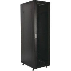 BAIE 19'' 27U 600X600 PORTE VITREE NOIRE LIVREE MONTEE + ACC