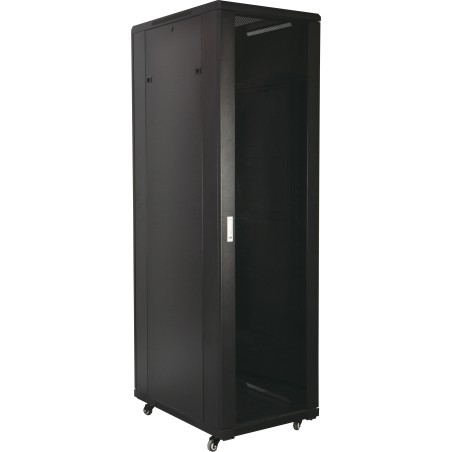 BAIE 19'' 42U 600X800 PORTE VITREE NOIRE LIVREE MONTEE + ACC