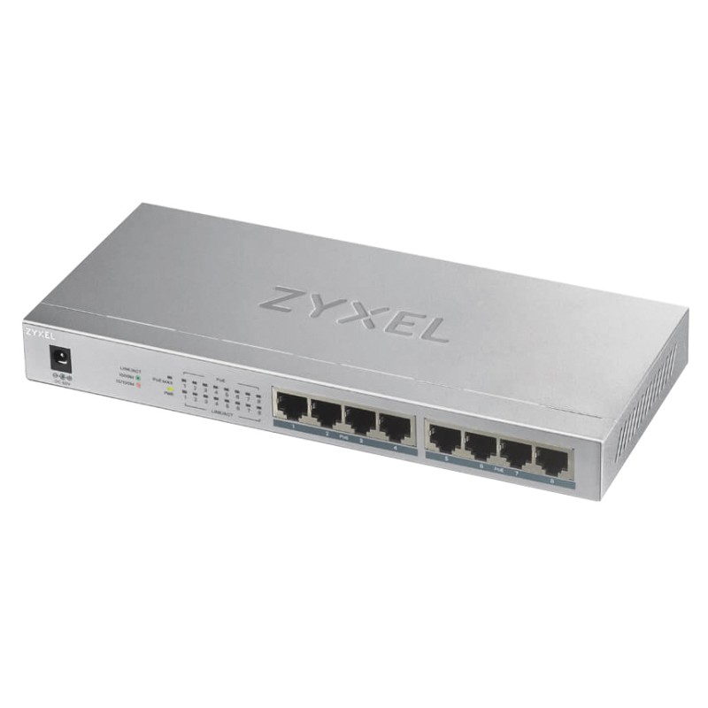 SWITCH POE+ 60W 8 PORTS Gbps RJ45 QoS BOITIER METAL ALIM EXT