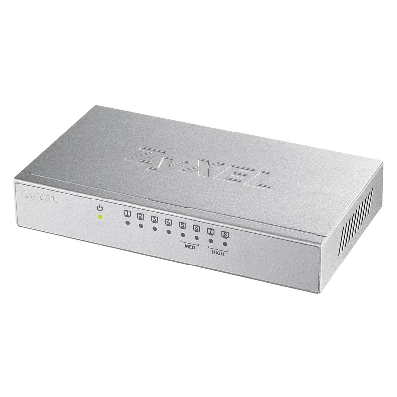 SWITCH 8 PORTS Gbps RJ45 QoS BOITIER METAL ALIM EXTERNE