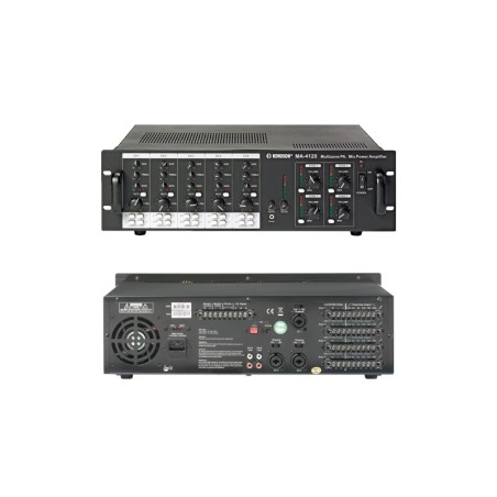 AMPLI–PREAMPLI 4 X 120W 5 ENTREES 4–8 OHMS 70/100V 19'' 220V