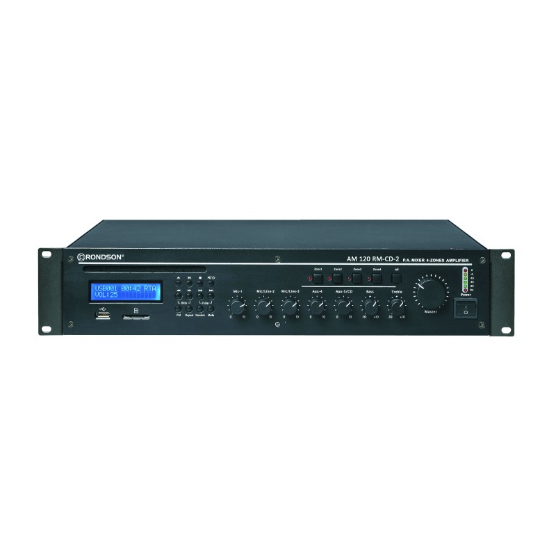 AMPLI-PREAMPLI 120W 4 ZONES TUN FM+CD/USB/SD DC 24 V